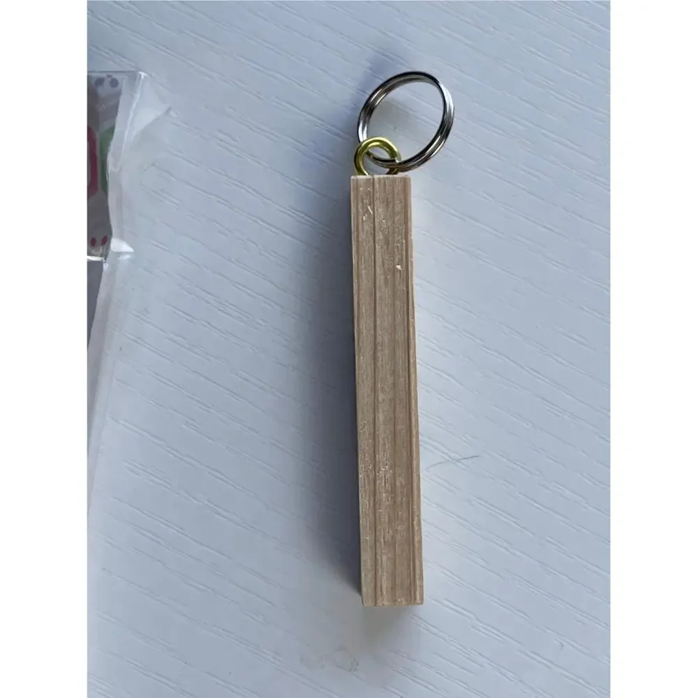 Natural Wood Asian Character Keychain Wood-Burn Illustration